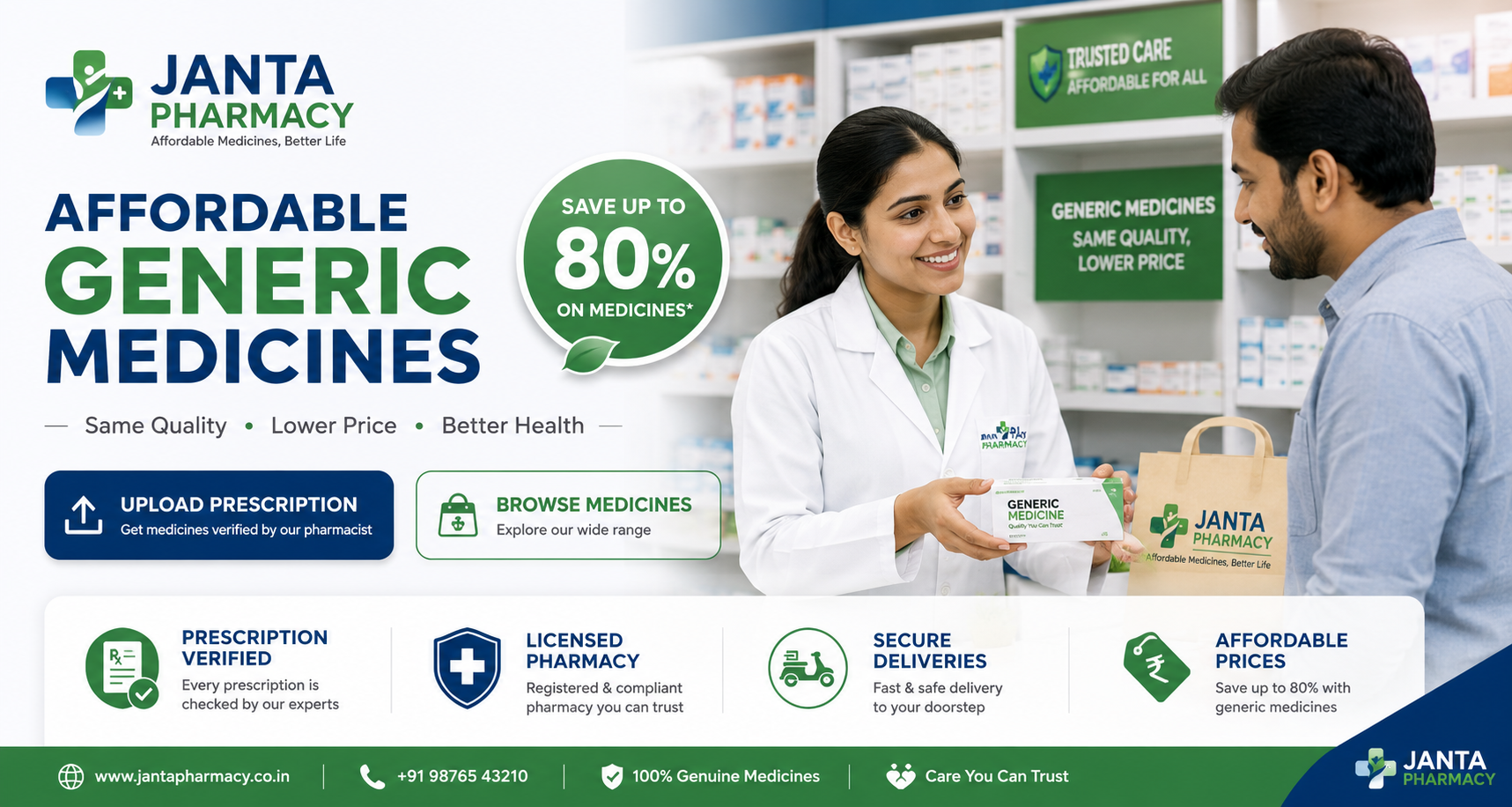 Pharmacist preparing medicines for trusted home delivery